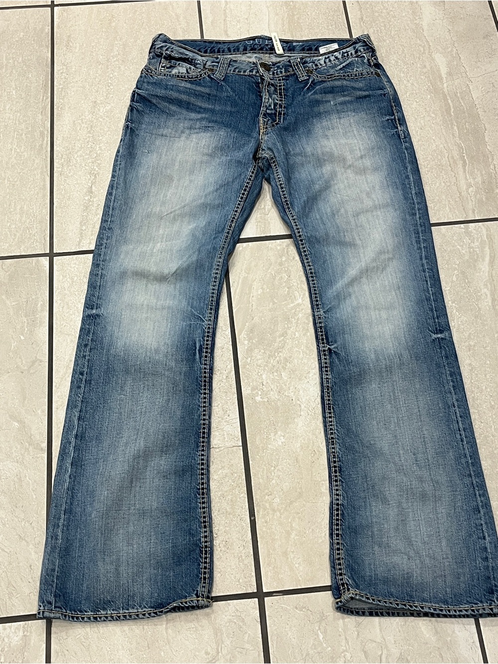 Guess Falcon Slim Boot Jeans Mens Sz 34x32 Embroidered Button Pockets Cotton